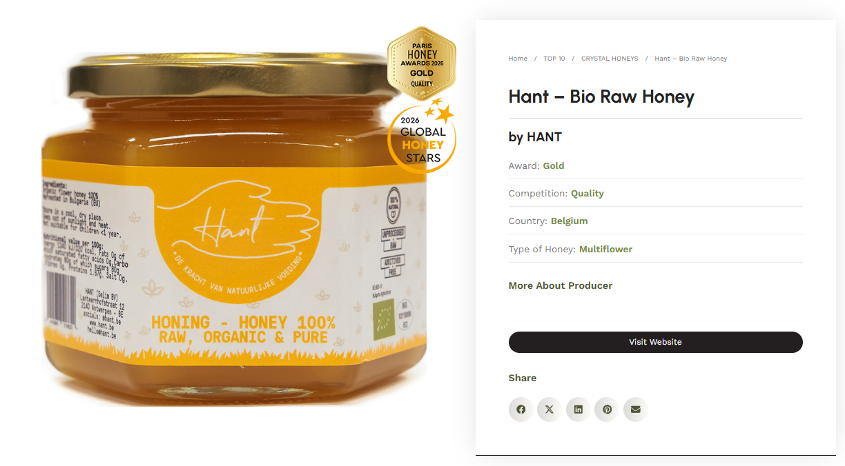 HANT Rauwe Honing - Paris Honey Awards 2026