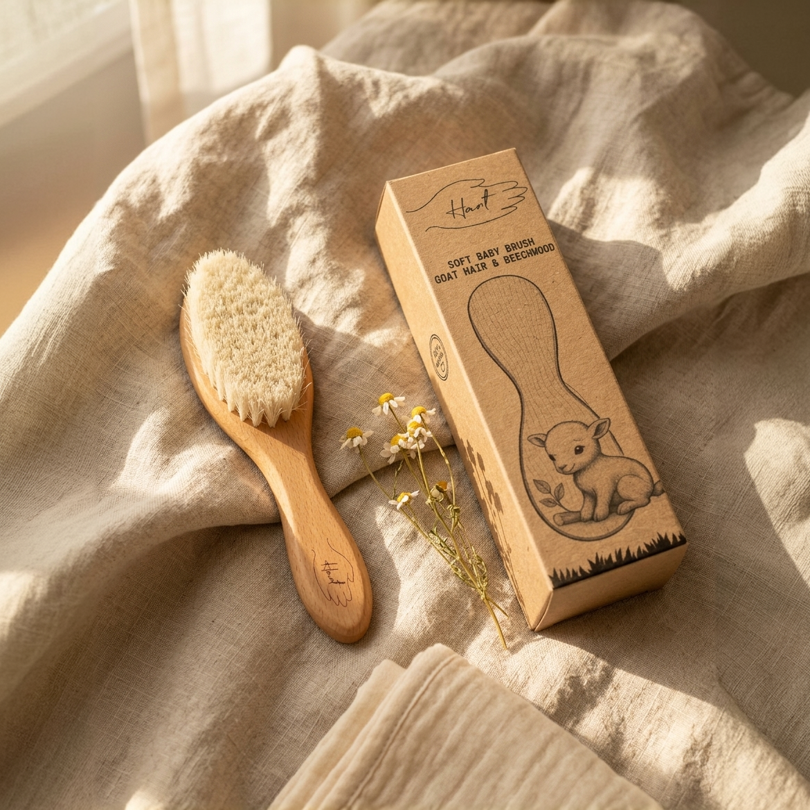 Soft baby hair comb on a table