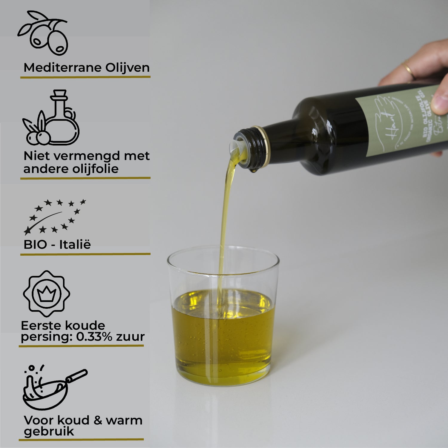BIO - Extra Vierge Olijfolie - Zacht & Mild - 100% EU EVOO - 500mL